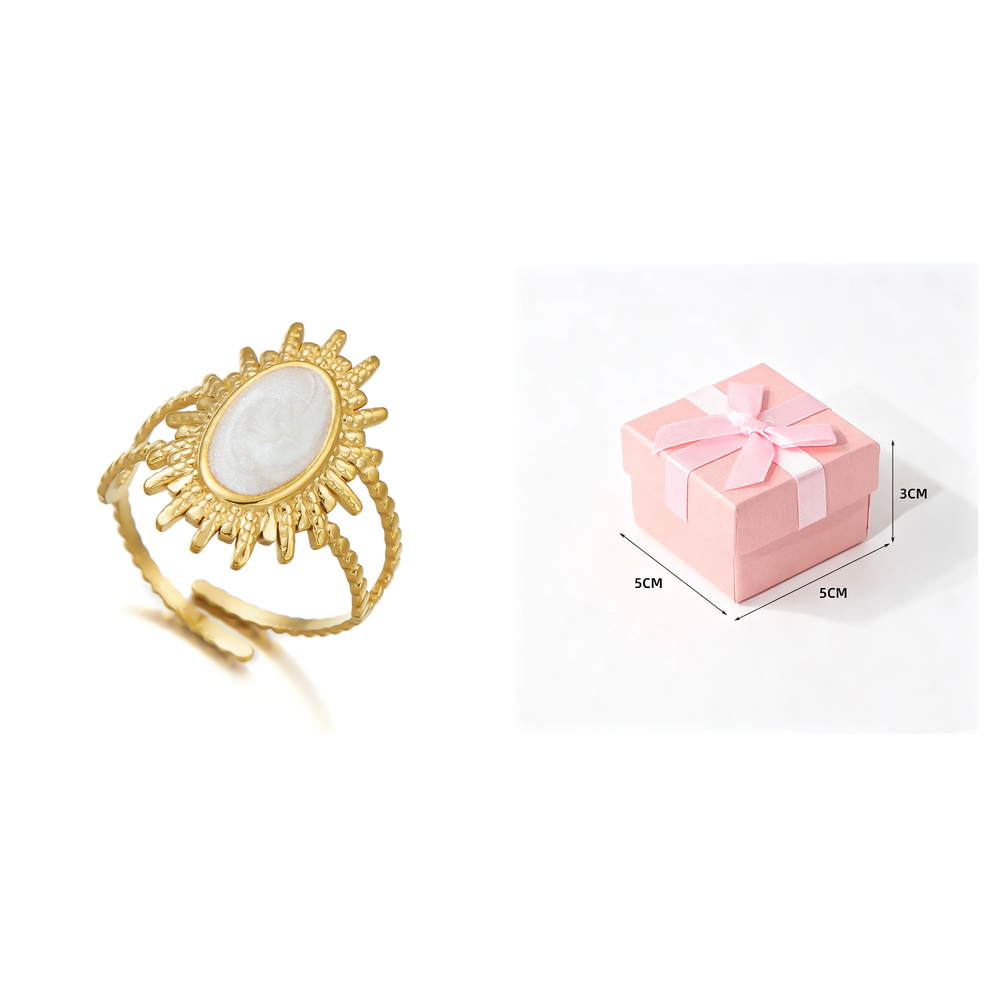 Women's Imitation Pearl Drop Enameled Open Ring