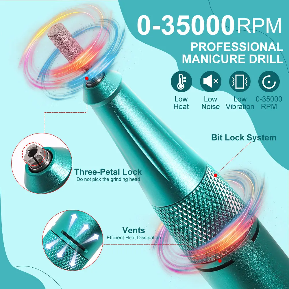 MOSKANY 35000PRM Nail Drill With LCD Display Portable Rechargeable Electric Nail File Machine for Nails Gel Polish Removing