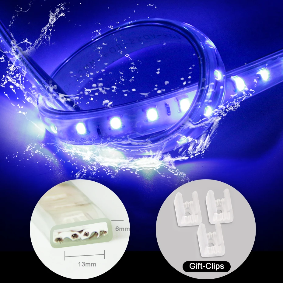 220V EU Led Strip Light RGB 4Pin 5050 Super Bright Flexible Tape IP67 Waterproof 1m-50M 60LEDs/M with 1500W IR Remote Control