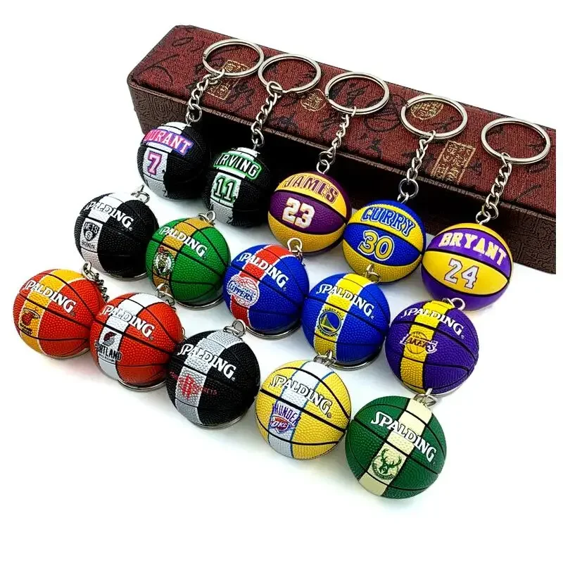 Basketball Keychain Star Name Souvenir Keyring Bag Pendent Rubber PVC Match Ball Sport Fans Collectible Gift for Men Friends