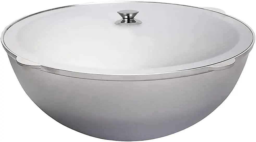 

Cast Aluminum Asian Cauldron with Lid Aluminum Kazan, Dutch Oven Pot, Camping Cookware Kitchen Pot, Oven Safe Caldero, Gray ((15