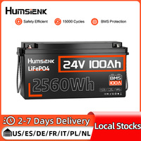 Humsienk 24V 100AH LiFePO4 Battery With 100A BMS 8000 Deep Cycles Portable 2560Wh For Camper RV Home Energy Solar Trolling Motor