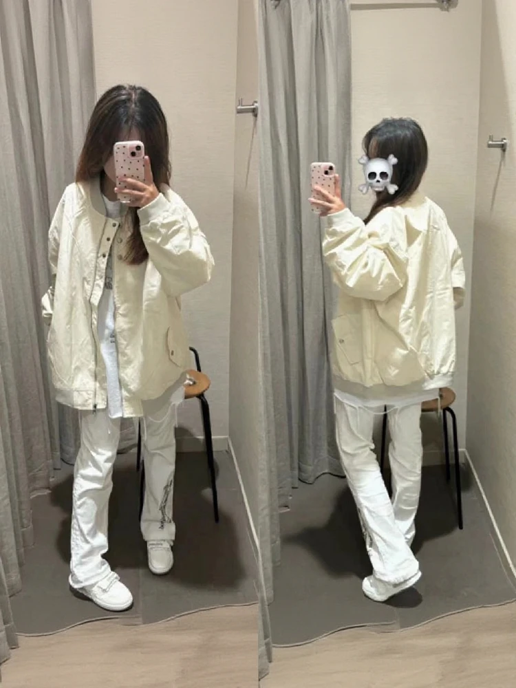 

Американская ретро-бейсбольная куртка женская свободного кроя, повседневная, простая, весенне-осенняя, новинка, универсальная, студенческая верхняя одежда, топ