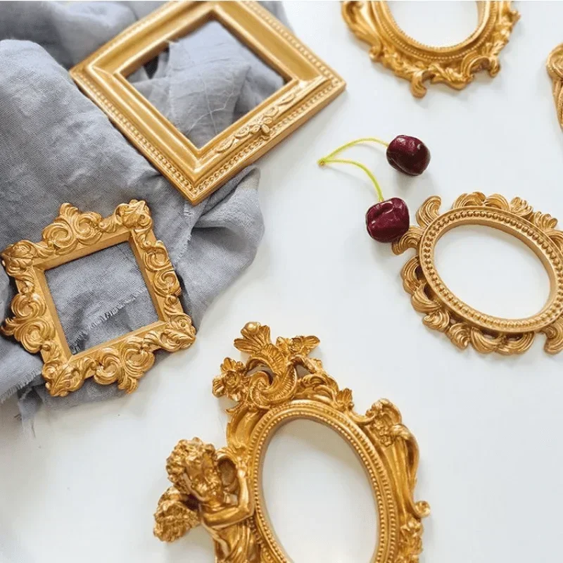 European Fashion Creative Gifts Style Retro Resin Mini Angel Oval Photo Frame Accessory Positioning Frame Home Decor Supplies