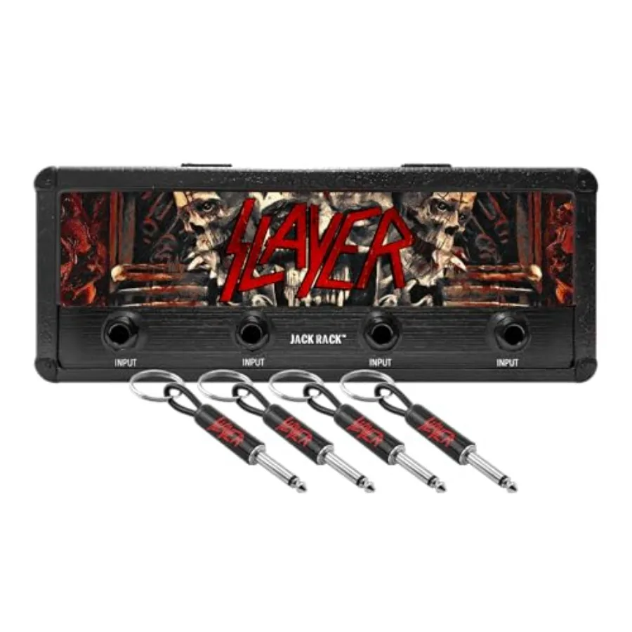 

Настенная ключница Jack Rack. В комплект входят 4 брелока в виде гитарных разъемов и крепеж для настенного монтажа.