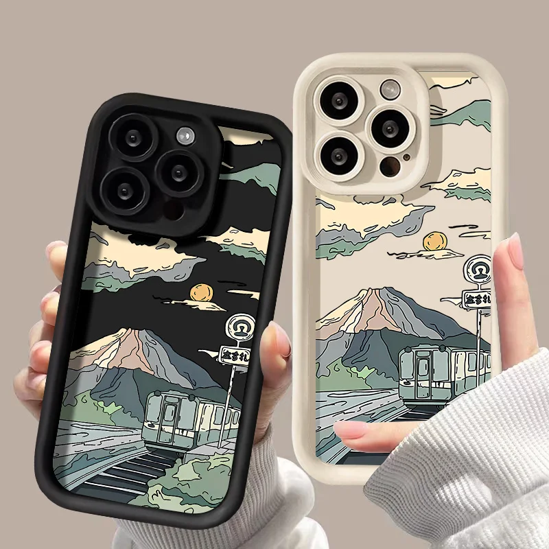 Anime Starry Sky Train Landscape Case For iPhone 11 14 16 15 Pro Max 12 13 Pro XS X XR SE2022 7 8 16Plus Case Scenery Soft Cover