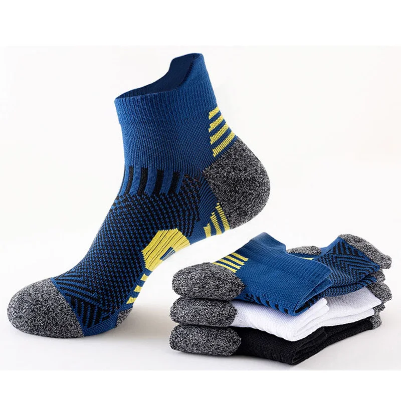3 Pairs Mesh Sports Men Terry Socks Cushioned Moisture-managing Durable Reduces Foot For Running Hiking Cycling Baskateball Sock