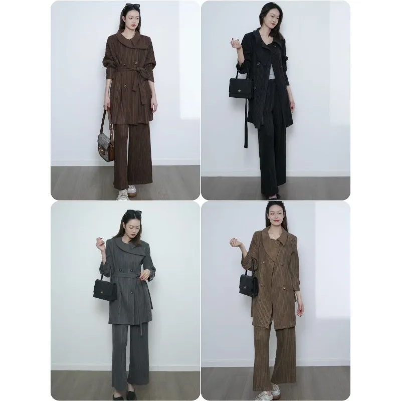 

Miyake Folds 2025 New Autumn and Winter Warmth Thickening Section Trench Coat Temperament Imperial Sister Private Wear Jacket