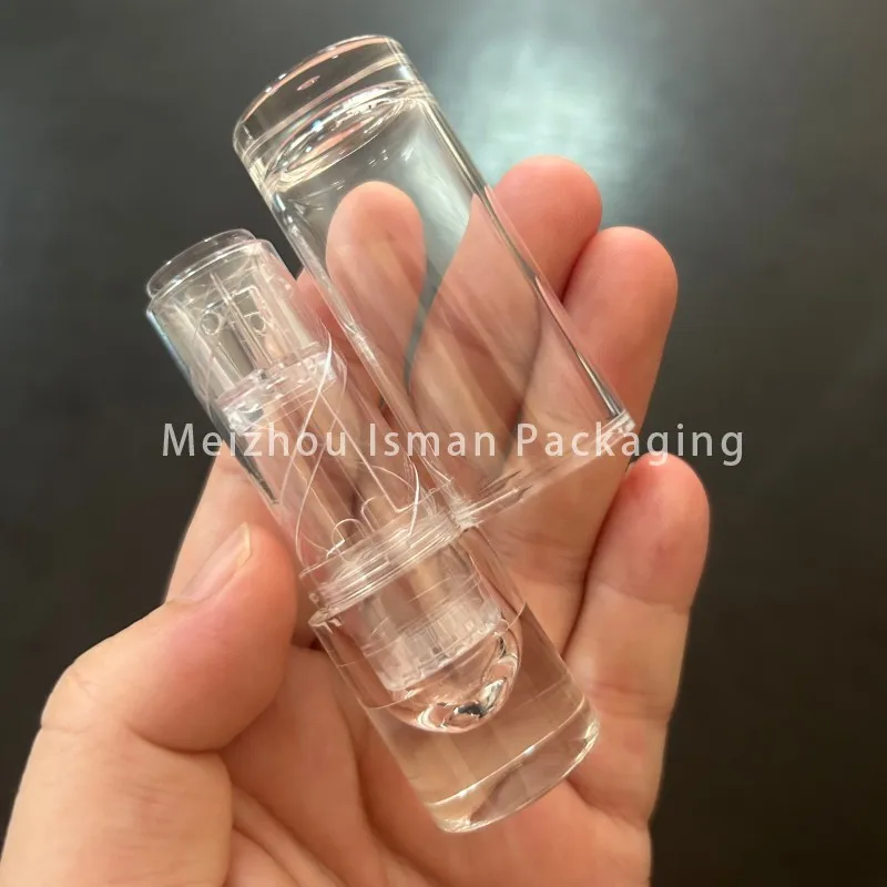 50 Uds embalaje cosmético D12.1MM cristal transparente de lujo contenedor de tubo de lápiz labial dorado de plástico vacío venta al por mayor estuche redondo para bálsamo labial