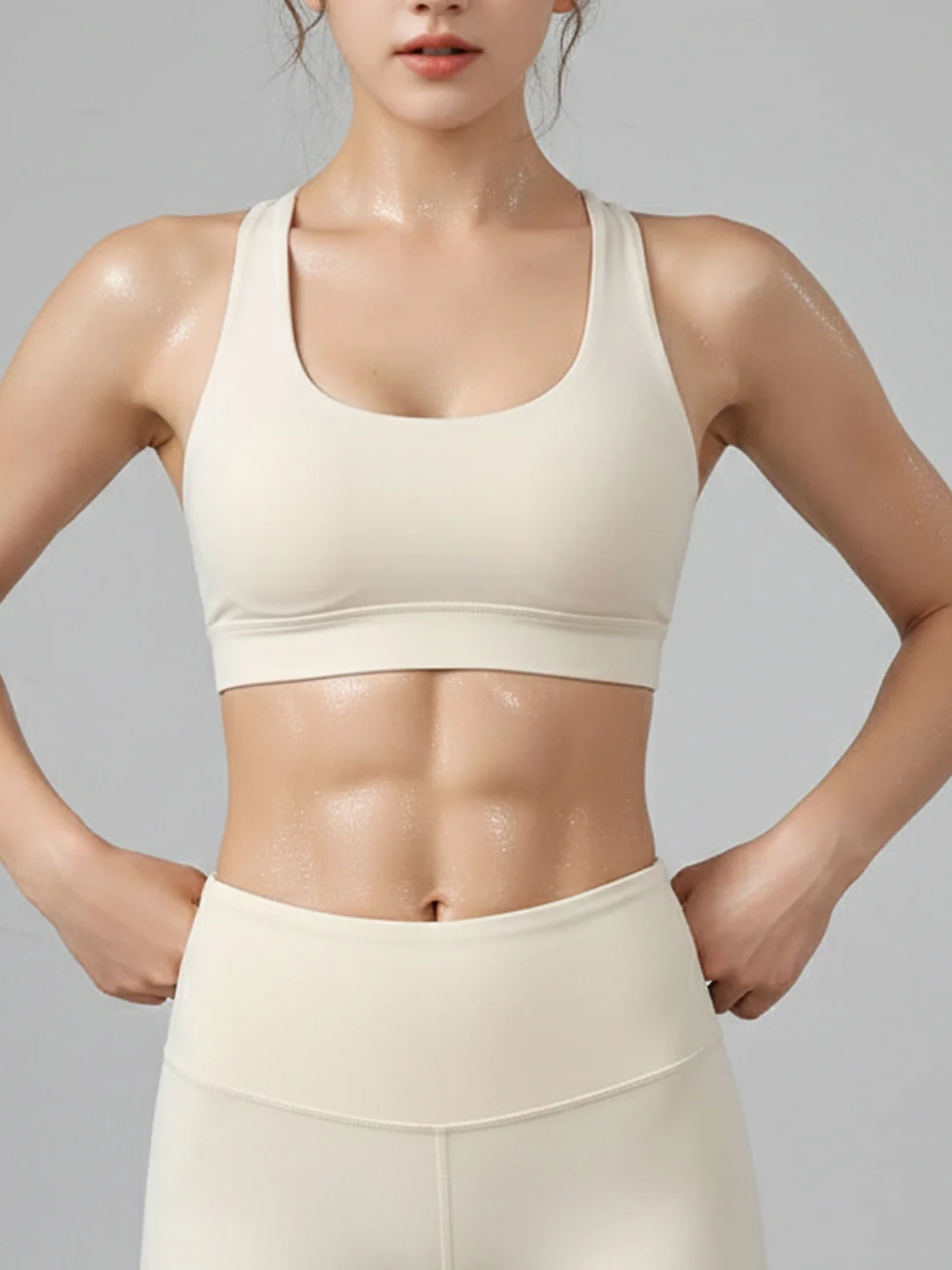 

Спортивный бюстгальтер High-Intensi Fitn для женщин, топ для йоги, простой, эластичный, можно носить как верхнюю одежду, с U-образным вырезом, короткой длины.