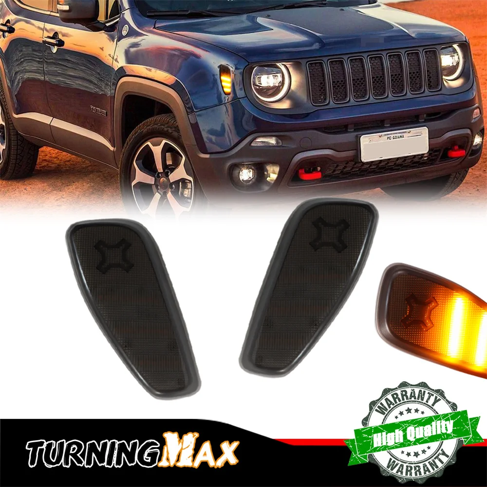 Image of Bernstein/Weiß LED Auto Front stoßstange Seiten markierung Blinker Blinker Standlichter für Jeep Renegade 2010-2014 Kotflügel Flare Lichter