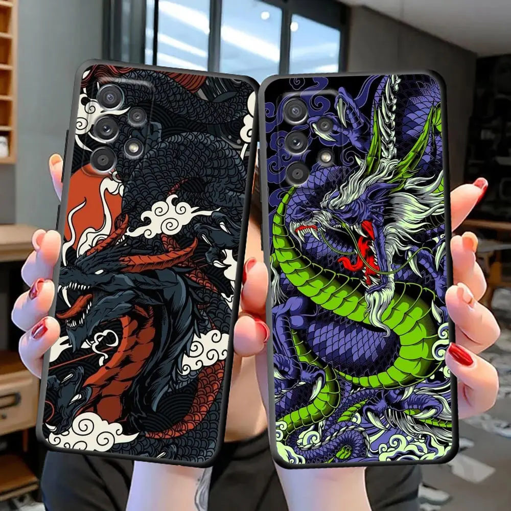 Phone Case For Samsung Galaxy S23 S22 S21 S20 FE S10 S10E S9 S8 PLUS ULTRA Case Funda Capa Shell Cover Mythical Dragon And Tiger