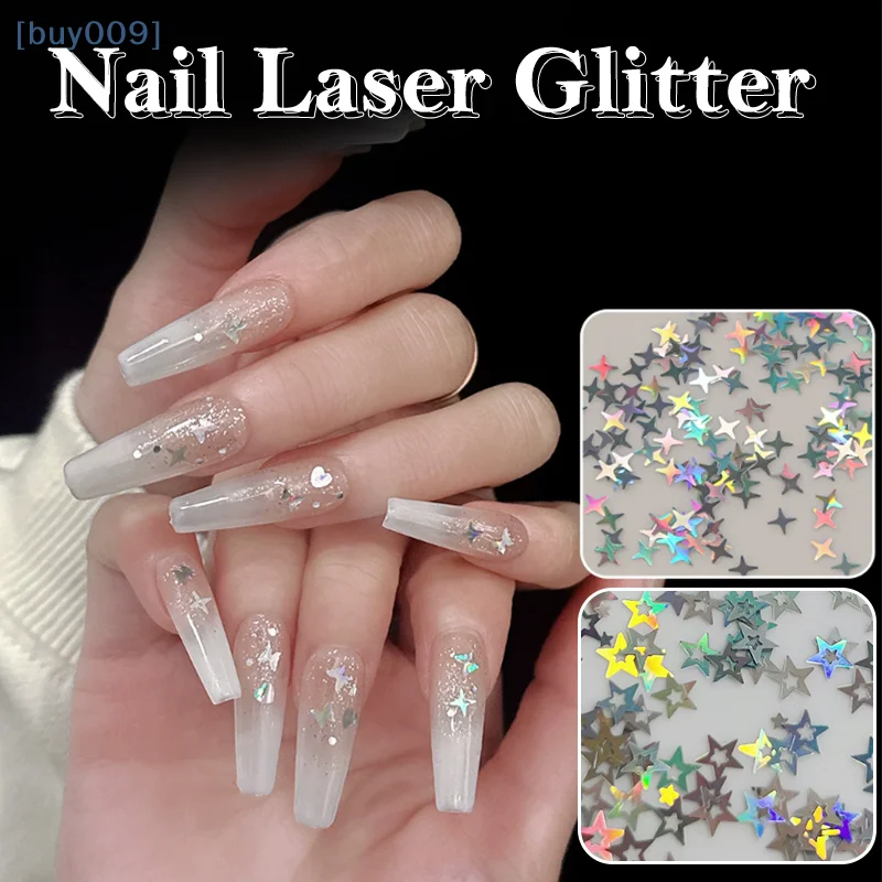 Star Glitter Laser Nail Flake Flash Small Pentagram Nail Seqiuns Kawaii DIY Manicure Accessories Nail Charm