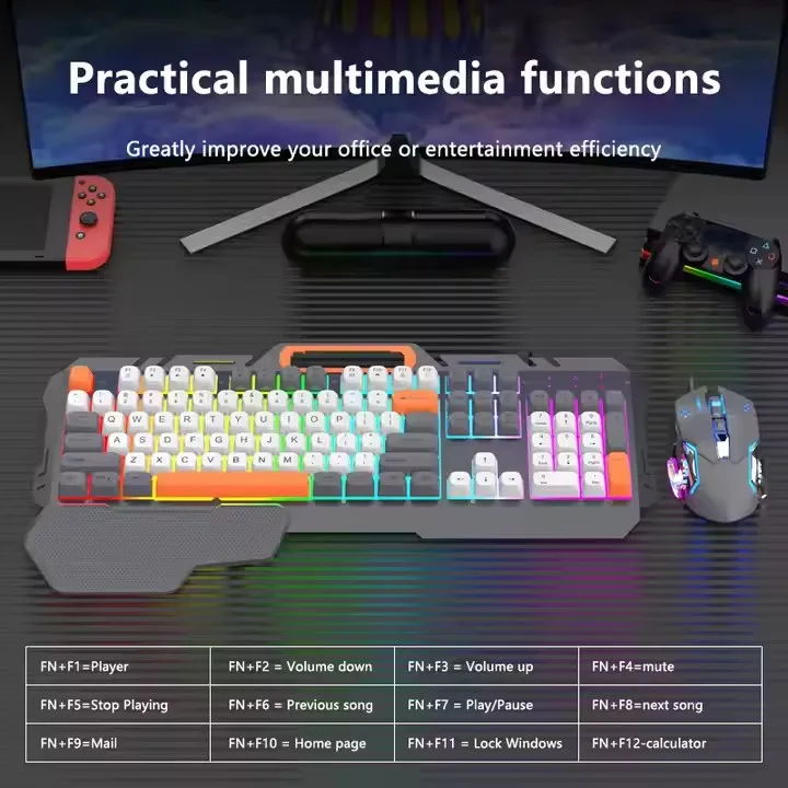 Set Keyboard dan Mouse Nuansa Mekanis Notebook Gaming Berkabel Komputer Desktop Gaming Kantor Logam Keyboard Keyboard Terbaik