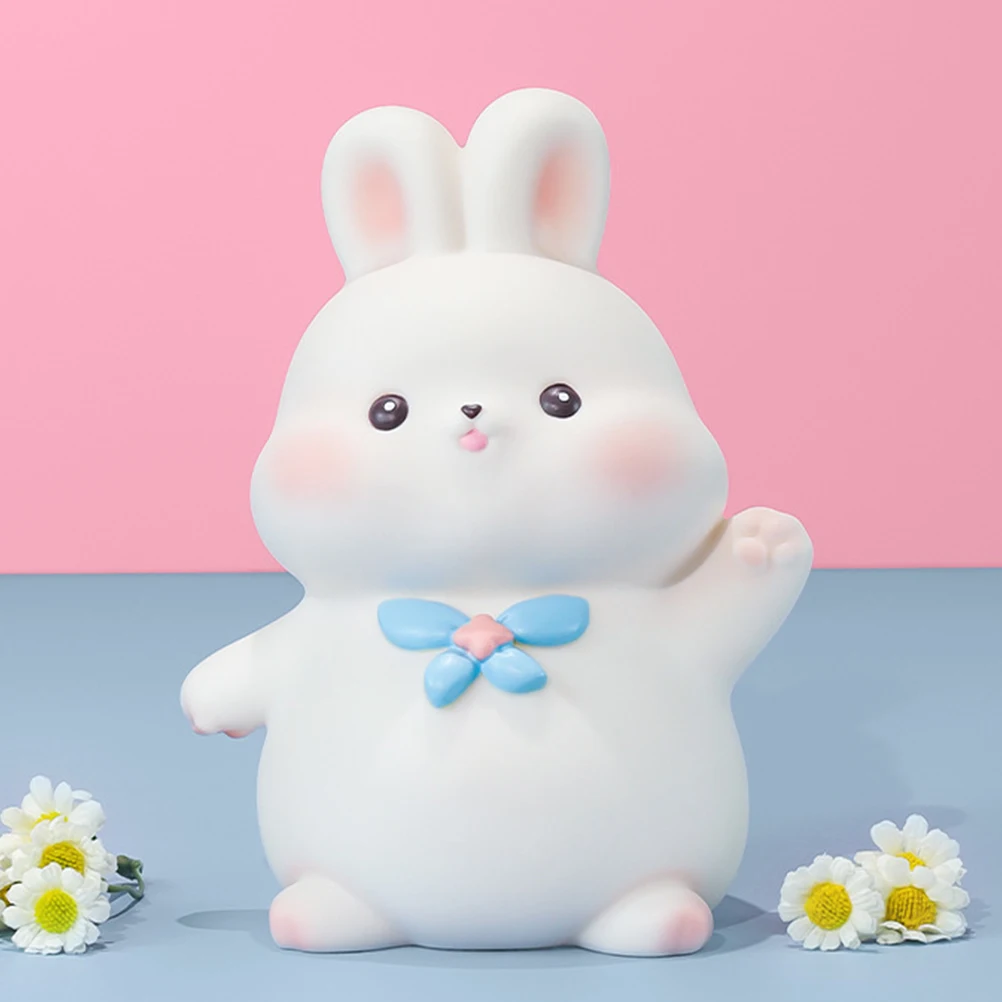 

Lovely Bunny Vinyl Coin Decorative Piggy Bank For Unbreakable Reusable Saving Pot Gift Rabbit Shaped Money Holder