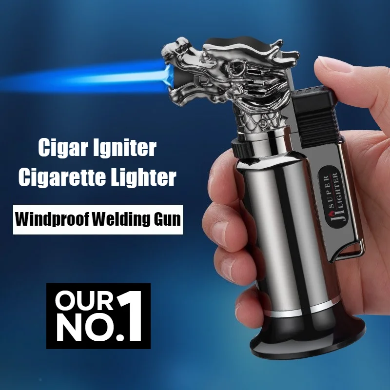

2025 Newest Cigar Igniter Spray Gun Lighter Blue Fire Welding Gun Open Flame Windproof Cigarettes Lighters & Smoking Accessories