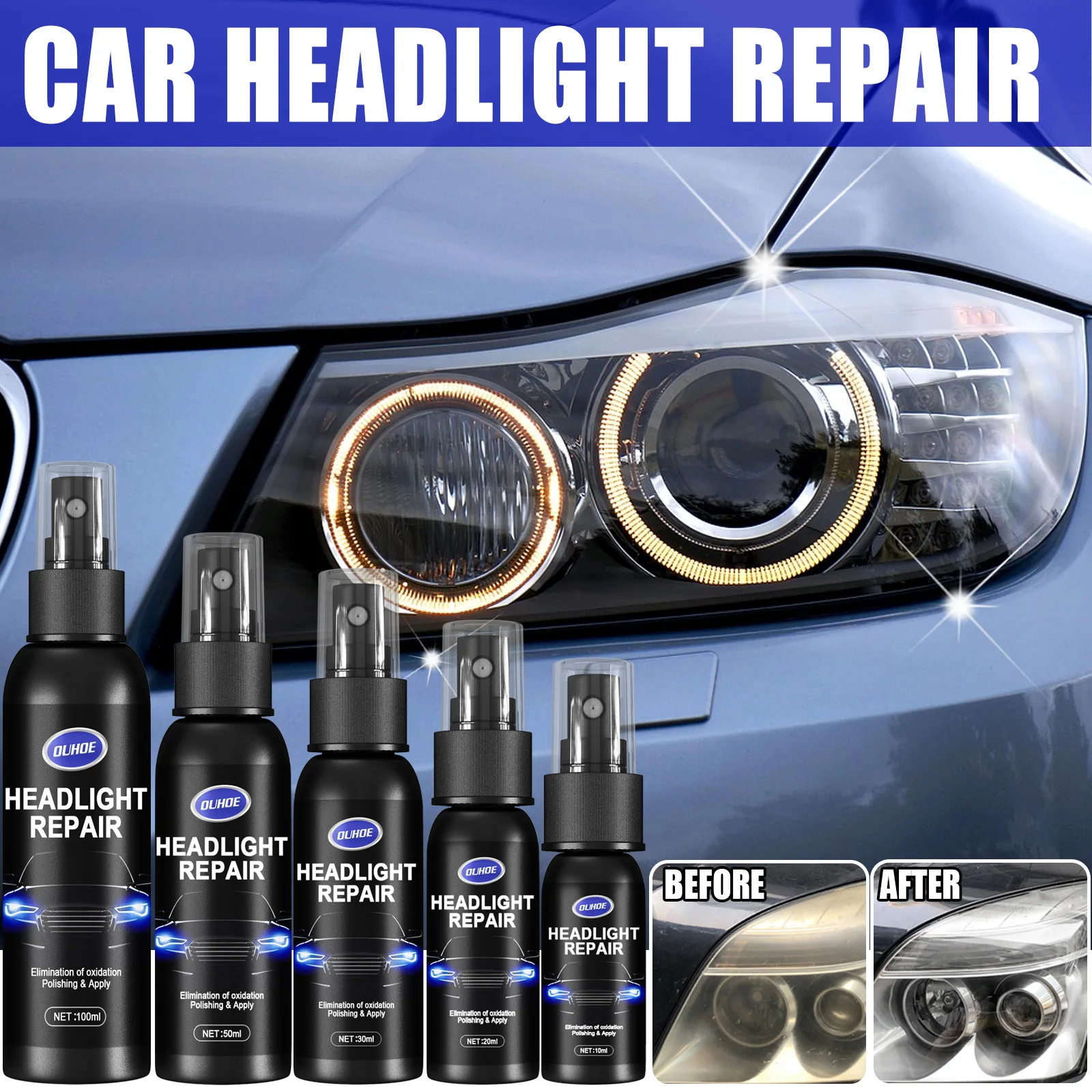 

Car Headlight Polishing Agent Scratch Remover Repair Headlight Renewal Polish Liquid Headlight Restoration Kit Auto Accessories