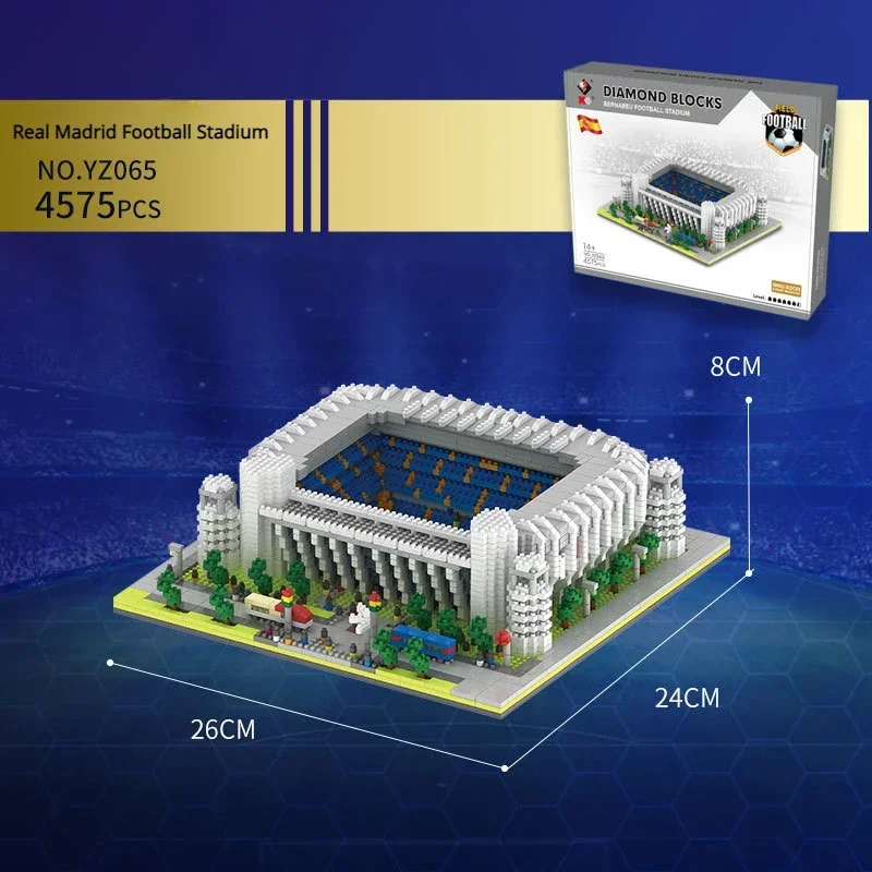 Assembly and Construction of A Sports Stadium Model Using Miniature Plastic Madrid Football Field Small Building Blocks