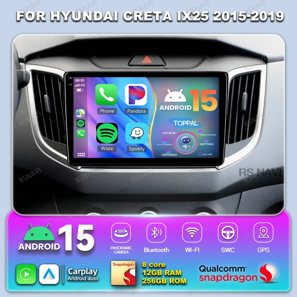 

Android 15 Car Radio For Hyundai Creta Ix25 2015-2019 Wireless Carplay Auto Autoradio DVD Stereo Navigation DSP GPS Qualcomm BT