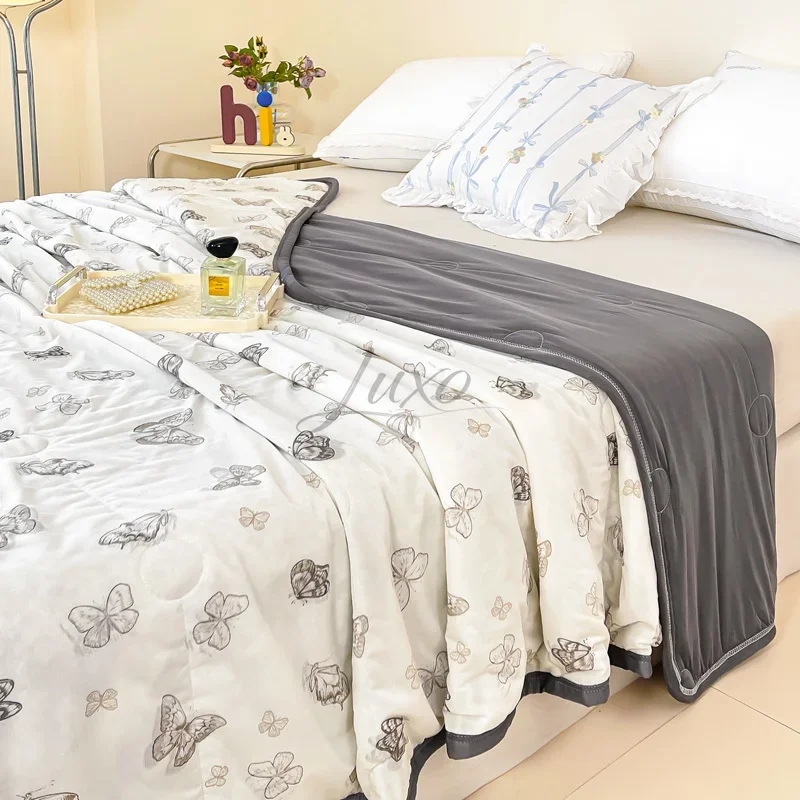 New Print Summer Blanket for Bed Soft Breathable Cooling Feel Duvet Queen Air Condition Quilt Cool Lightweight Comforter Summer