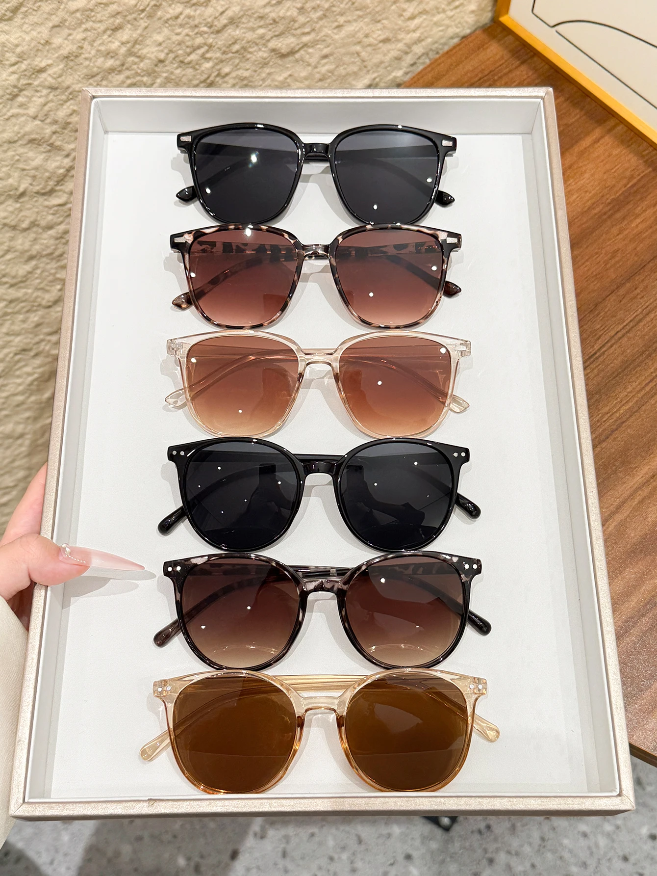 Lot de 6 Lunettes Décoratives Décontractées pour Femmes, Monture Ronde, Assortiment Mixte, Durables, Design Clou Métallique
