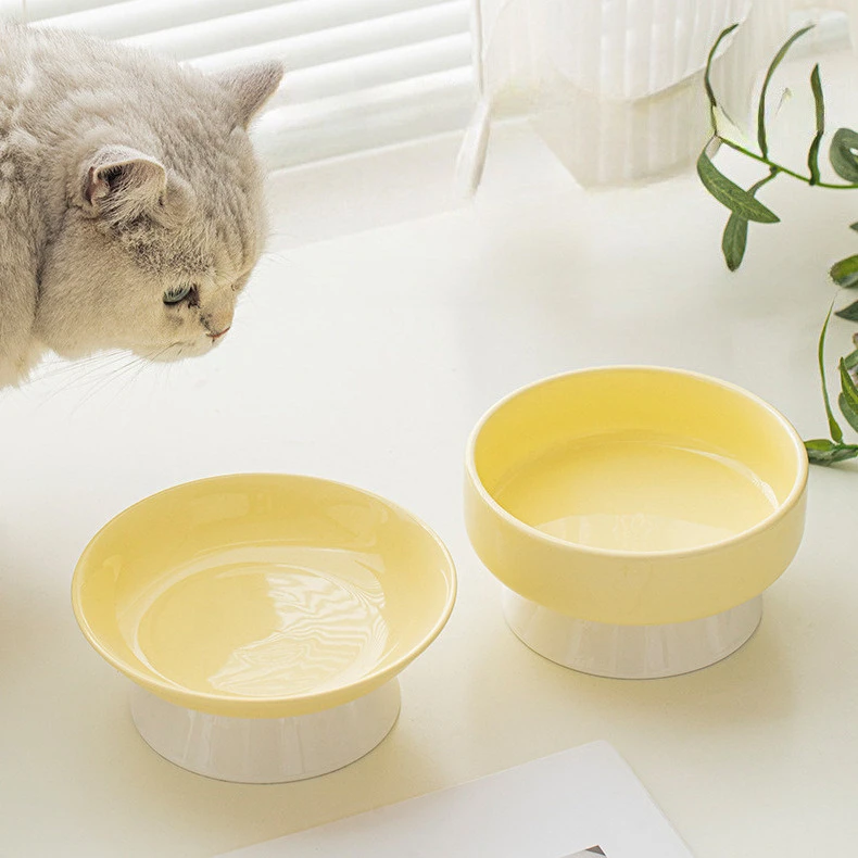 Haustier Keramik Katzennapf Halswirbel schützende Katzenfutter Wassernapf, schräge Mundschale Heimtierbedarf