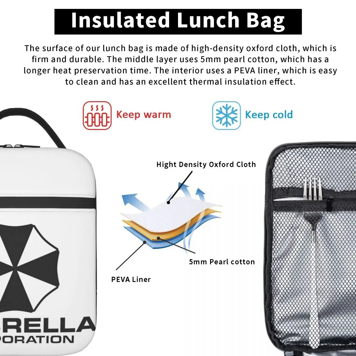 Movie Game Corporation Umbrellas Insulated Lunch Bag for Women Children Portable Food Boxes Thermal Lunch Box Tote