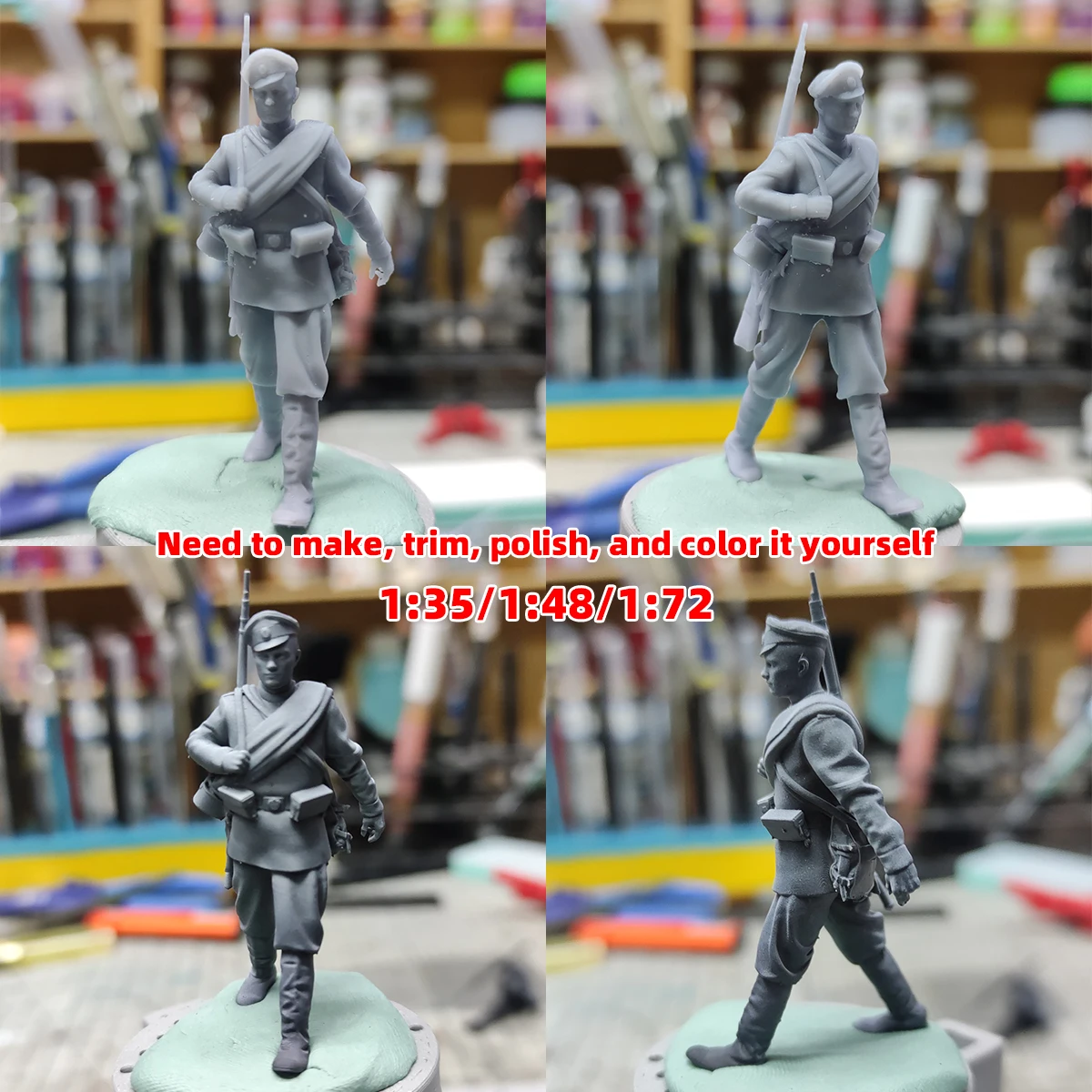 Maßstabsgetreuer Miniatur-Modellbausatz Russische Soldaten im Marsch Figuren Militär 6-teiliges Set 1914–1918 1/35 1/48 1/72 – Detail 2