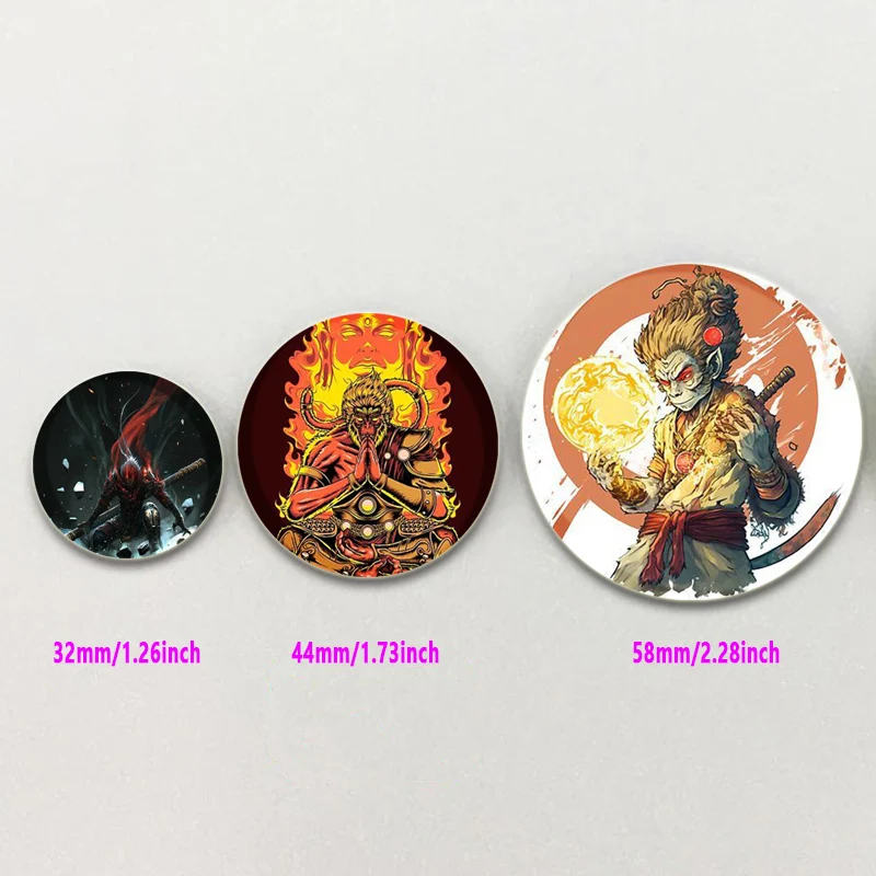 Monkey King/Sun Wukong pin bulat kartun malaikat gelap/bros tengkorak buatan tangan kustom lencana gagah hadiah perhiasan