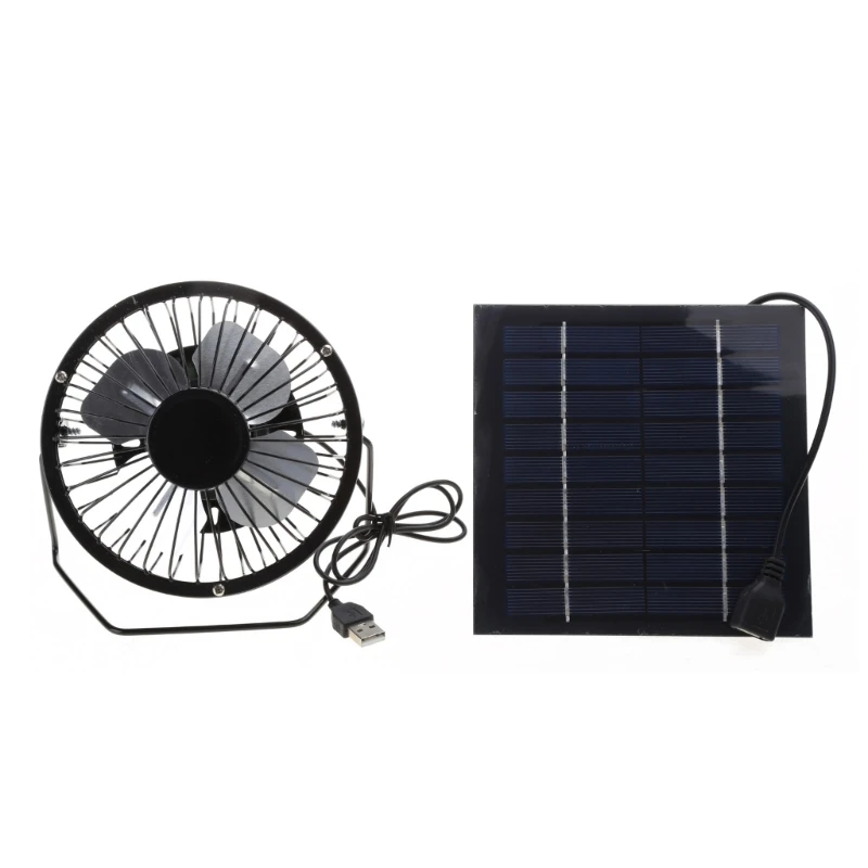 Mini Solar Panel Powered Ventilator Fan Portable 5W Greenhouse Solar Exhaust Fan for Office Outdoor Dog Chicken House 918D