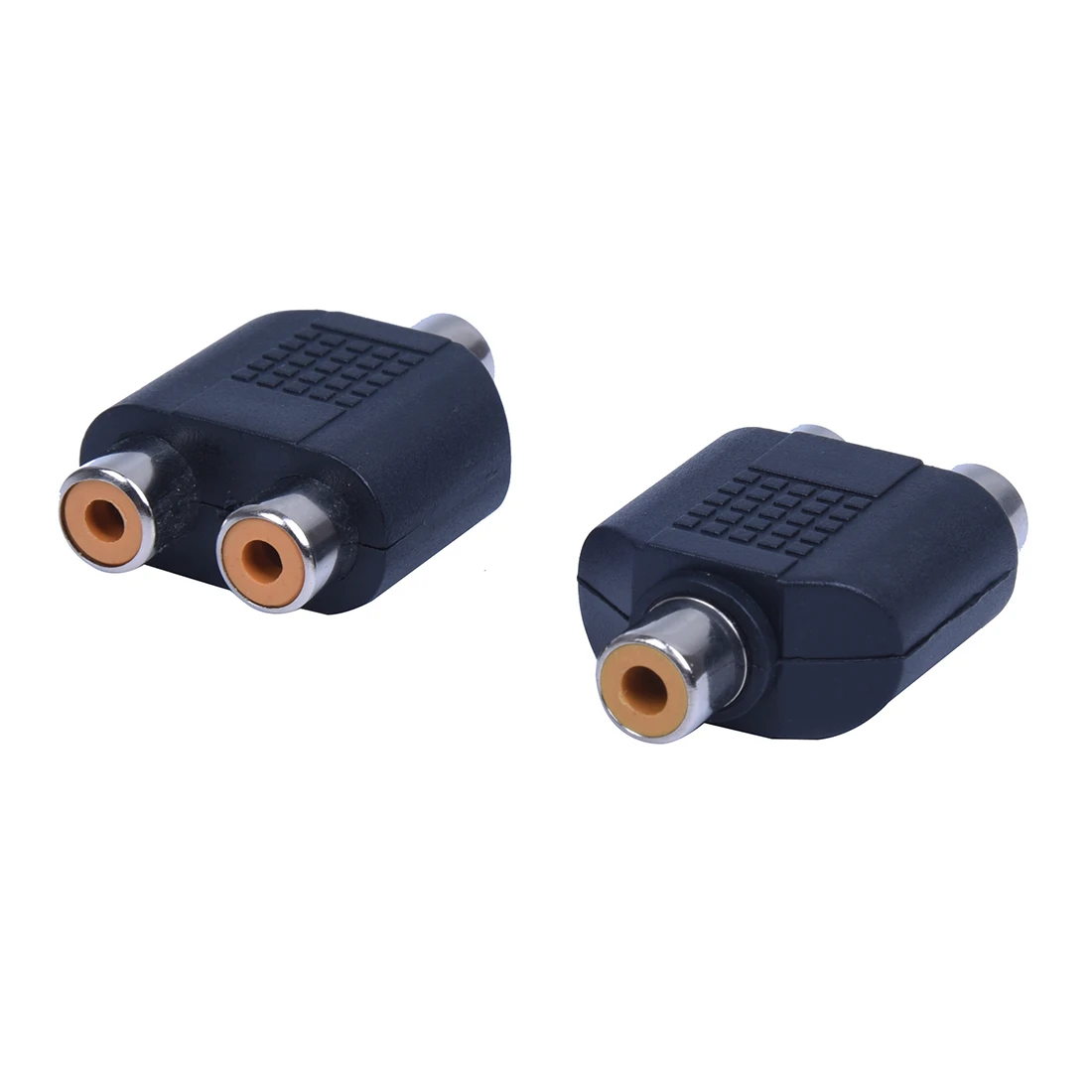 2 pcs AV splitter Y adapter 1 female 2 female, black