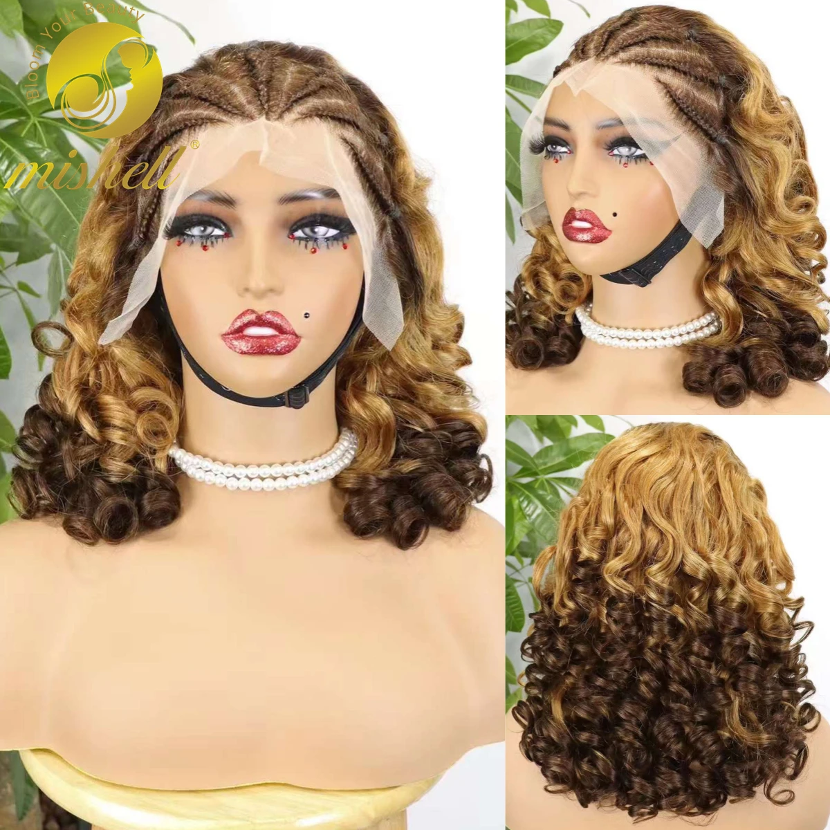 

250% Density Loose Wave Remy Human Hair Wigs 4T35T4 Color 13x4 Lace Frontal Cornrow Braided Wig Loose Fumi Curly Lace Braid Wig