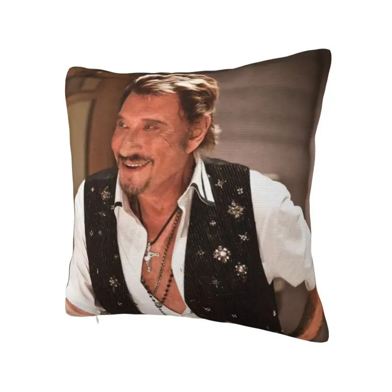 Johnny Hallyday Singer Luxury Throw Pillow Covers Home Decorative French Rock Music Cushion