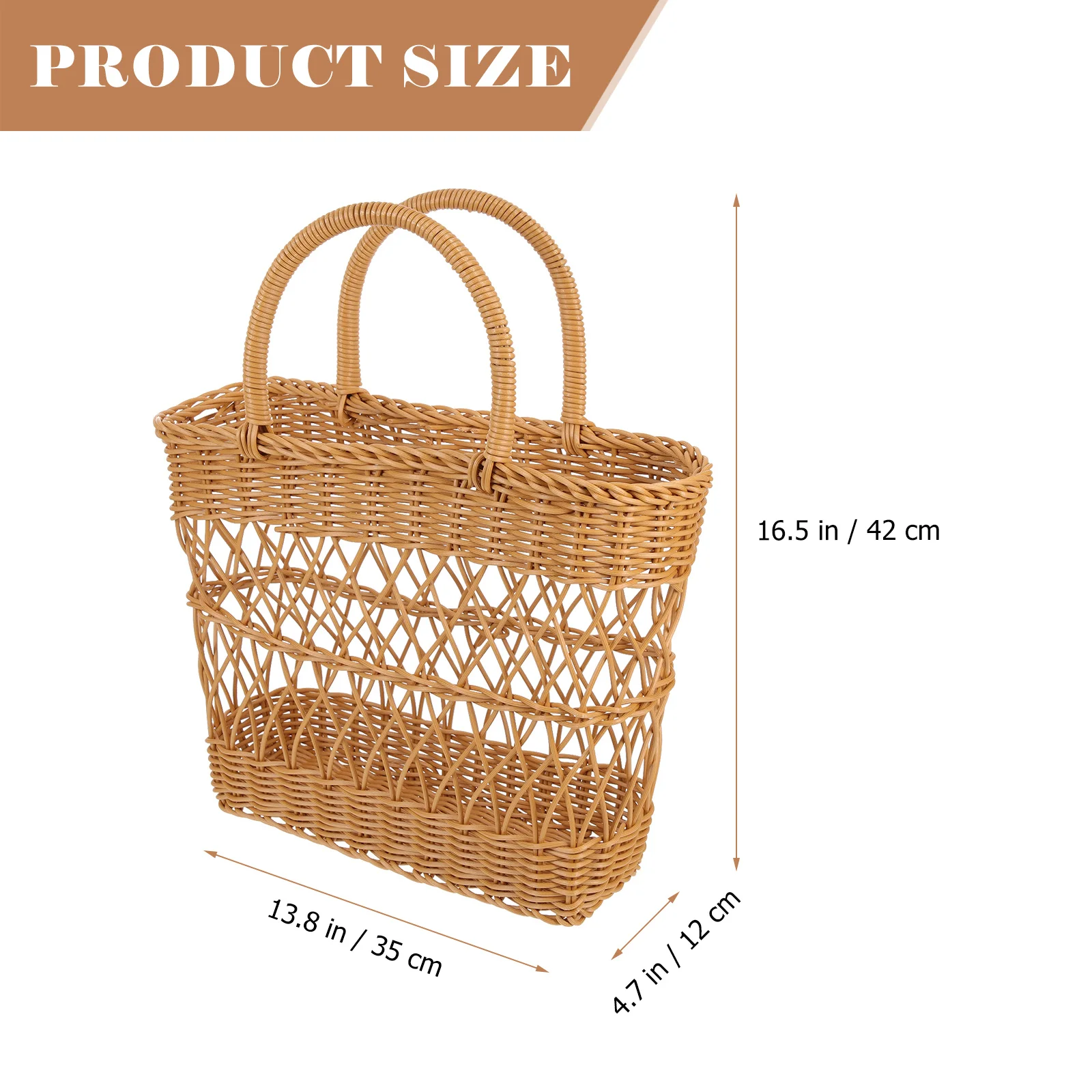 

Hand-Woven Plastic Fruit Basket Durable Portable Picnic Storage For Camping Wedding Decoration Woven Organizer Grocery