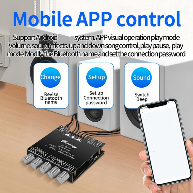 Retail YS-TB21S 2.1 Channel Bluetooth 5.1 Amplifier Board TPA3116 50Wx2+100W Left Right Channel+Subwoofer Audio Module DC12-24V