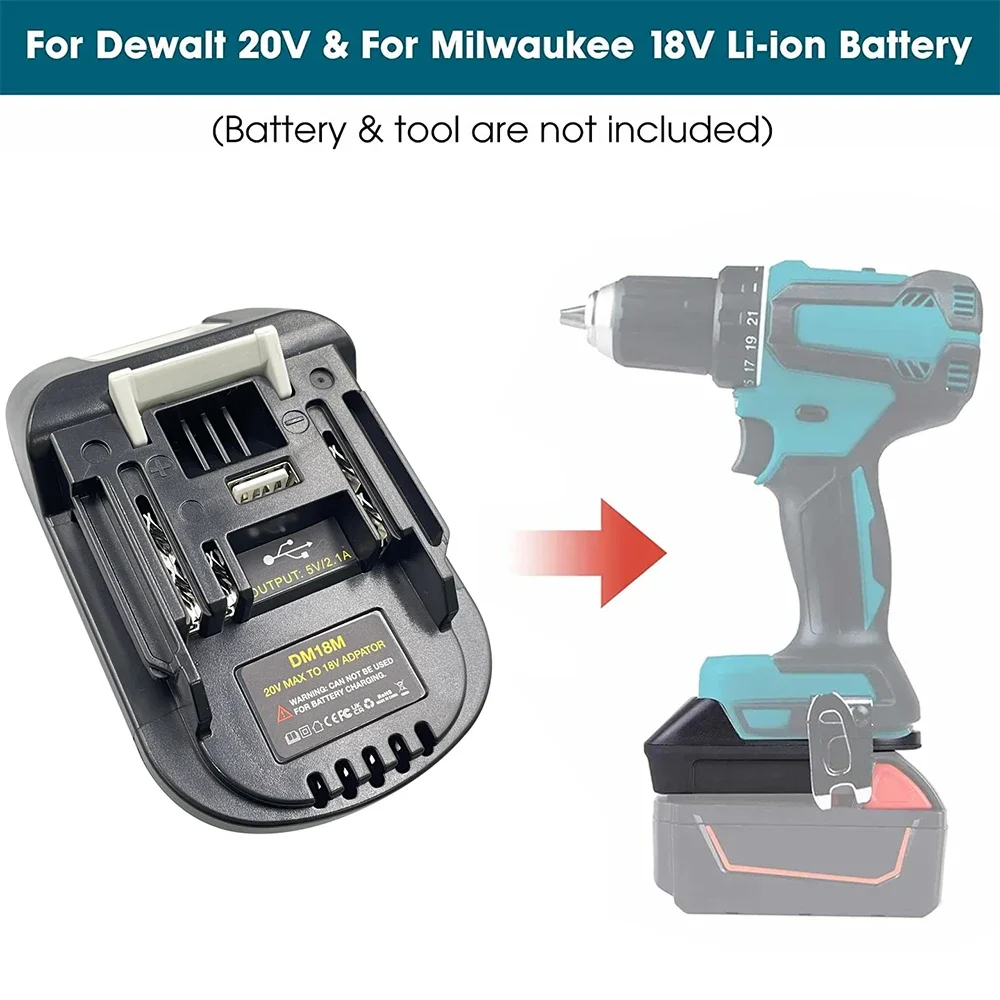 Battery Adapter DM18M for Makita 18V , for Dewalt 20V & for Milwaukee M18 18V Battery to for Makita 18V Battery Tools