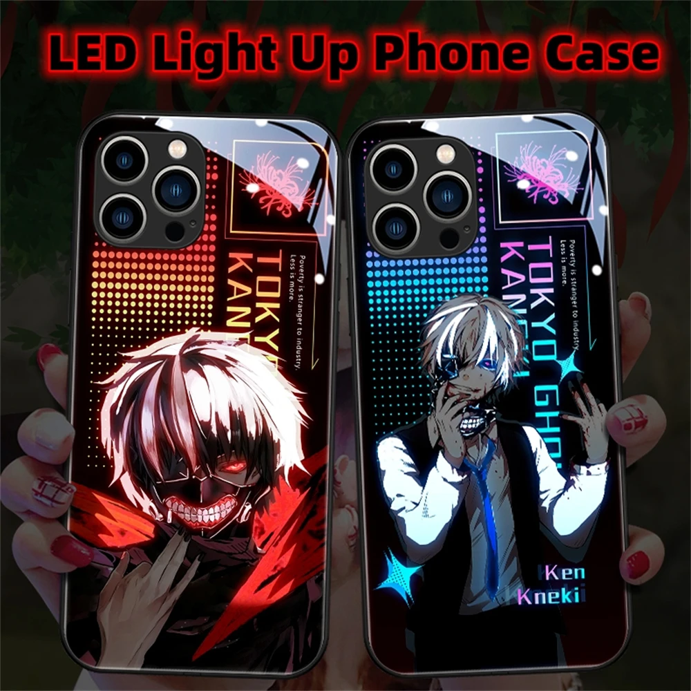 Anime Tokyo Ghoul LED Back Cover Light Up Shockproof Phone Case For Huawei Mate 50 40 30 Pro P60 P50 P40 Nova 10 9 8 7 SE