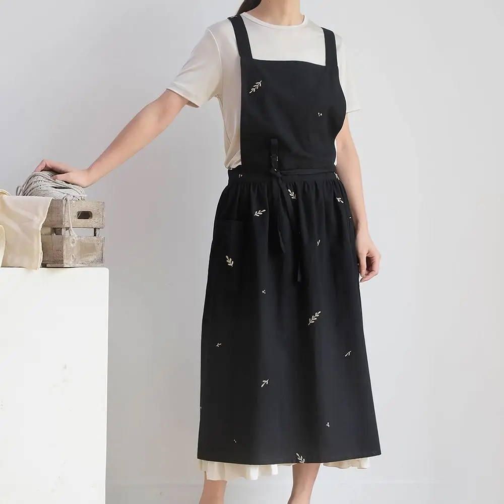 

Портативный хлопковый кухонный фартук с X-образной спинкой, элегантный домашний рабочий фартук, мягкий фартук для чистки в корейском стиле, ресторанный фартук