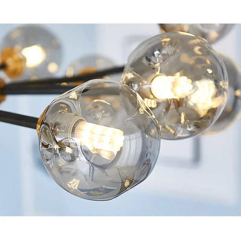 Nordic Glass Ball LED Chandeliers for Dining Room Kitchen Restaurant Hanging Pendant Lighting Home Indoor Decor Ceiling Lamps