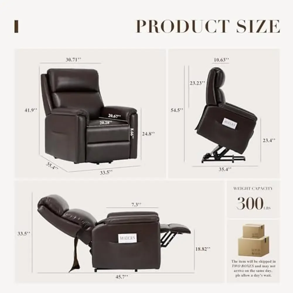 Electric Power Lift Recliner Chair Elderly with Remote Control Ergonomic High Back Leather Recliner Chair with Side Pocket