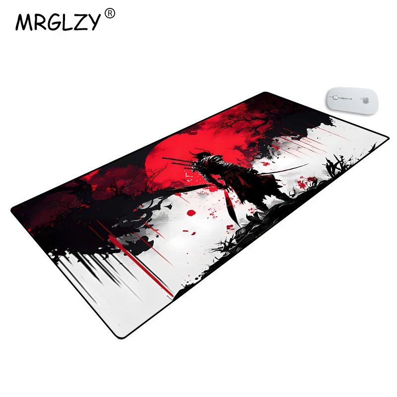 Imagem -02 - Estendido Samurai Gamer Mouse Pad Mat Desk Office Desk Setup Tapete Interior Gaming Acessórios 140x70cm