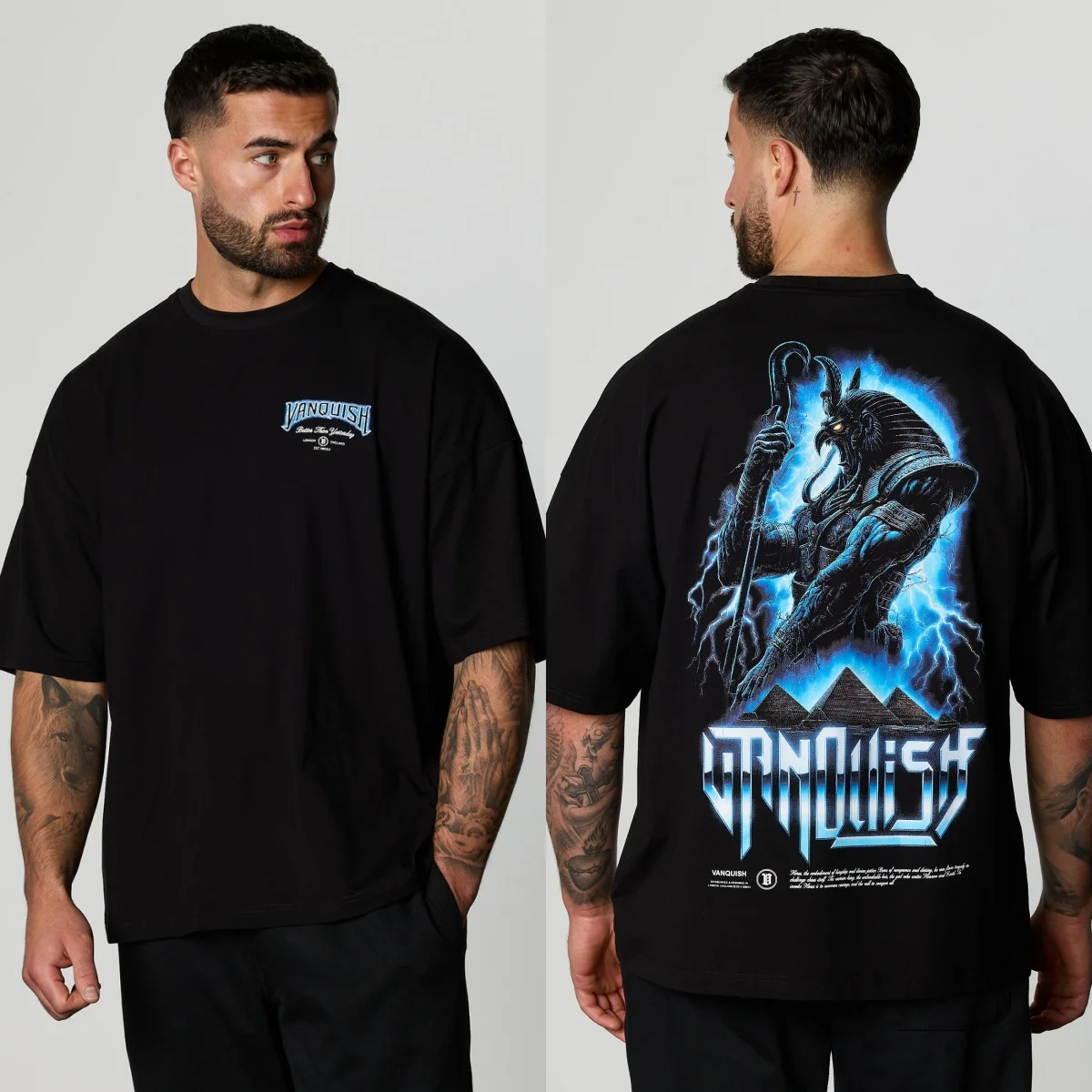CONQUEST BLACK BOXY OVERSIZED T SHIRT High-end Luxury Unisex Style Both of Men and Women