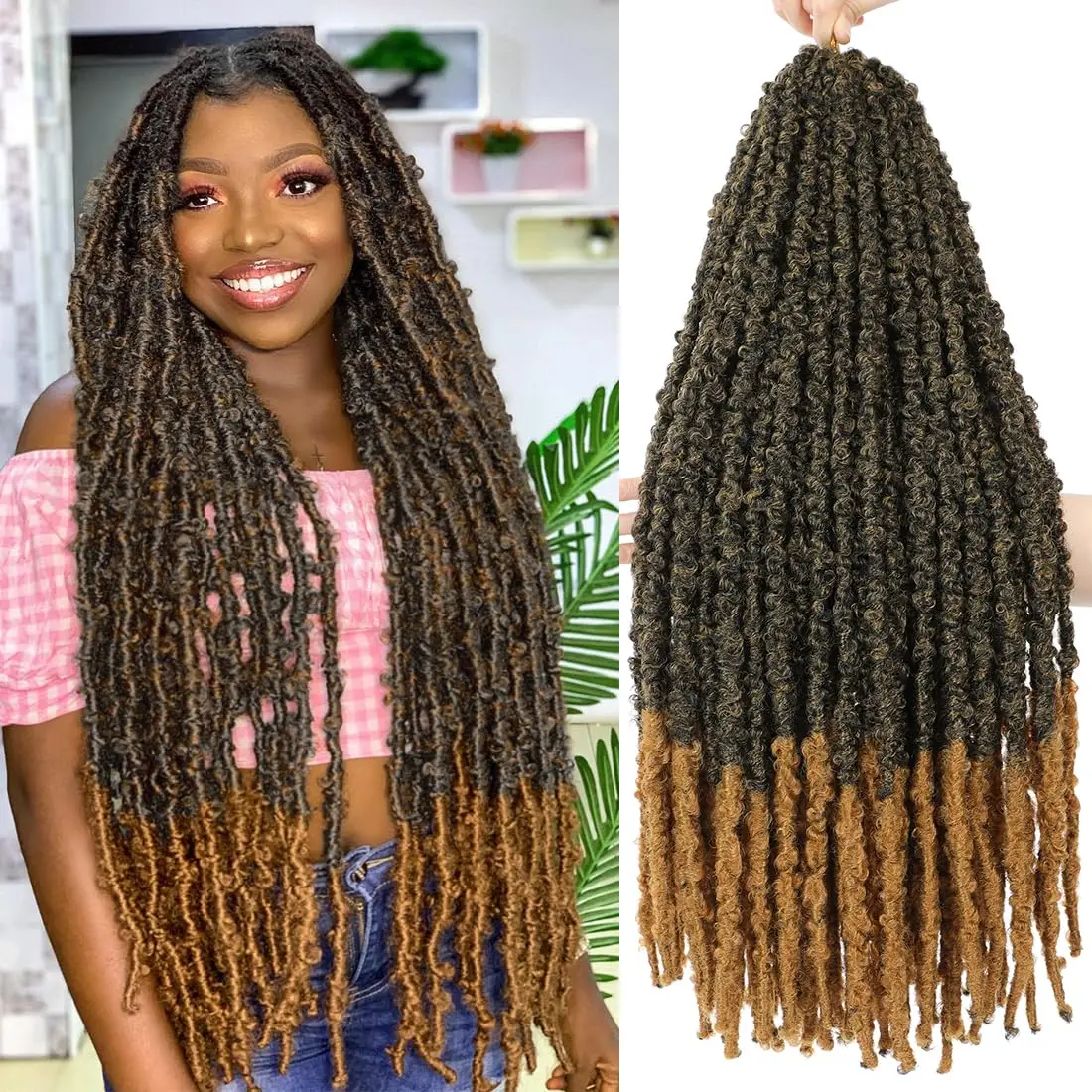 

New Butterfly Locs Crochet Hair 24 inch 12strands Distressed Long Butterfly Crochet Hair Locs Handmade Pre-looped Soft Locs For