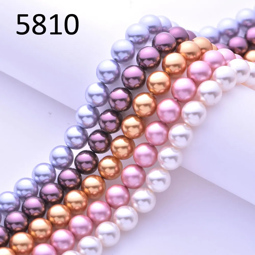 3/4/5/6/8/10/12/mm 5810 Crystal from Austria Round Pearls Full Hole Loose Beads For Jewelry Making Garment Decoration Nail Art