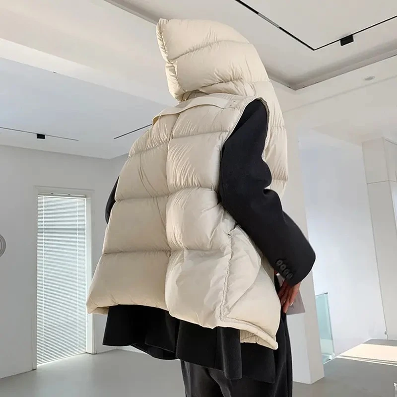 Mulheres novo simples all-match casacos femalesoft quente mangas jaquetas outono inverno coreano pato branco para baixo colete