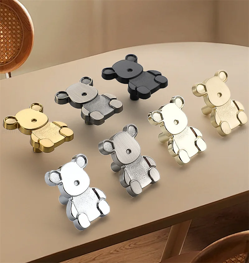 Pegangan Kamar Anak-anak Pegangan Kabinet Lemari Bentuk Panda Beruang Kartun Kenop Pintu Laci Tarikan Furnitur Lubang Tunggal