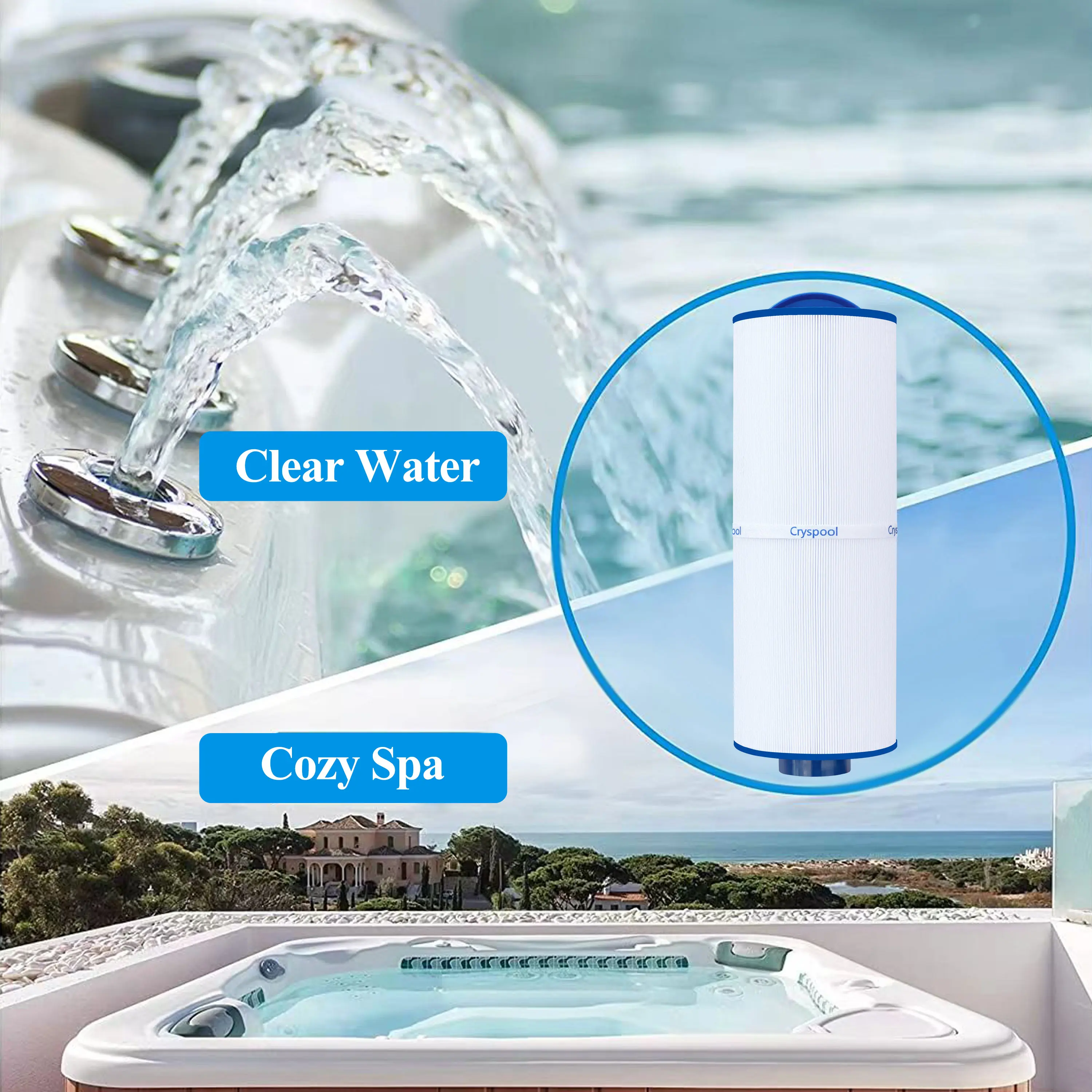 Cryspool Spa and Hot Tub Filter Compatible with Unicel 4CH-949, PWW50L, Rising Dragon, Waterway, Dynasty Spas, FC-0172. 50 sq.ft