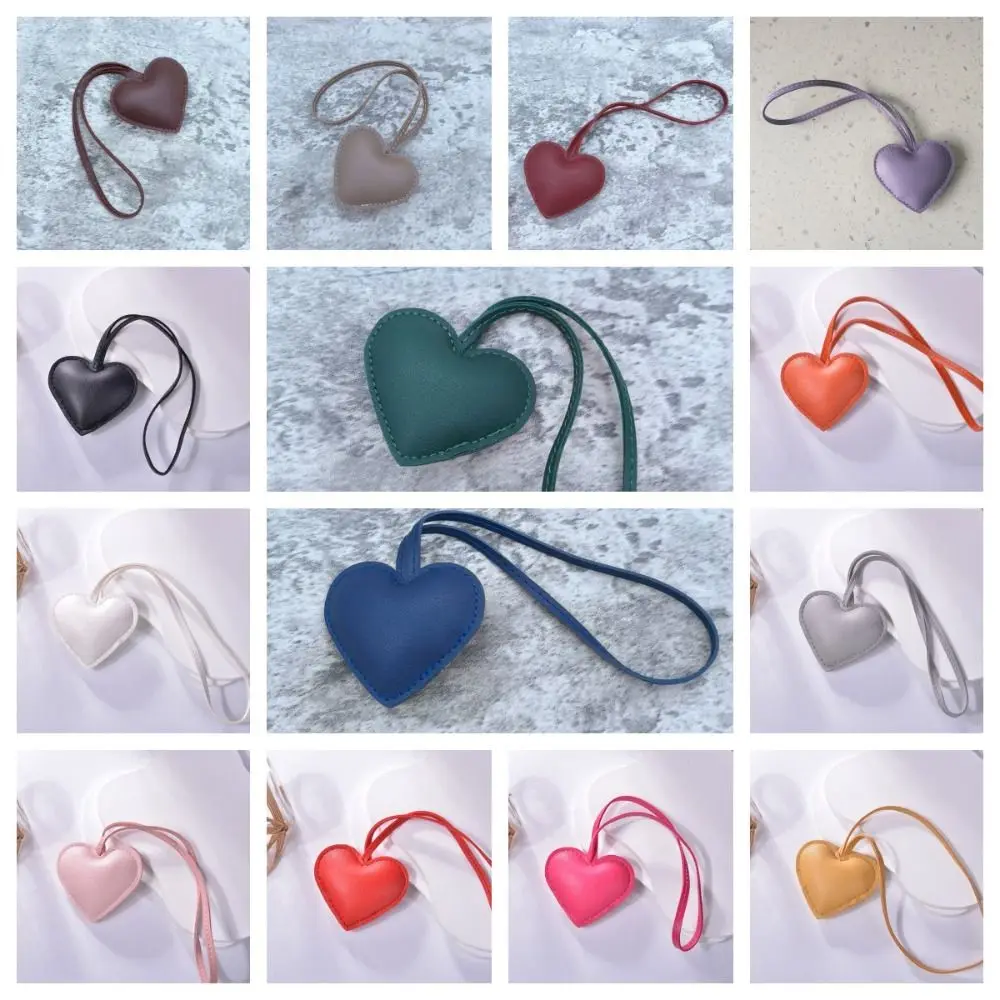 Trendy PU Leather Heart Keychain Car Keyring Love PU Leather Hanger Cartoon Fashion Bag Pendant Car Accessory