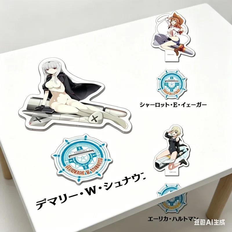 Strike Witches: Road to Berlin Anime Erica Hartmann Nuevo estilo Llavero de acrílico Modelo Cosplay Soporte para placa Decoración de escritorio Regalo 15cm
