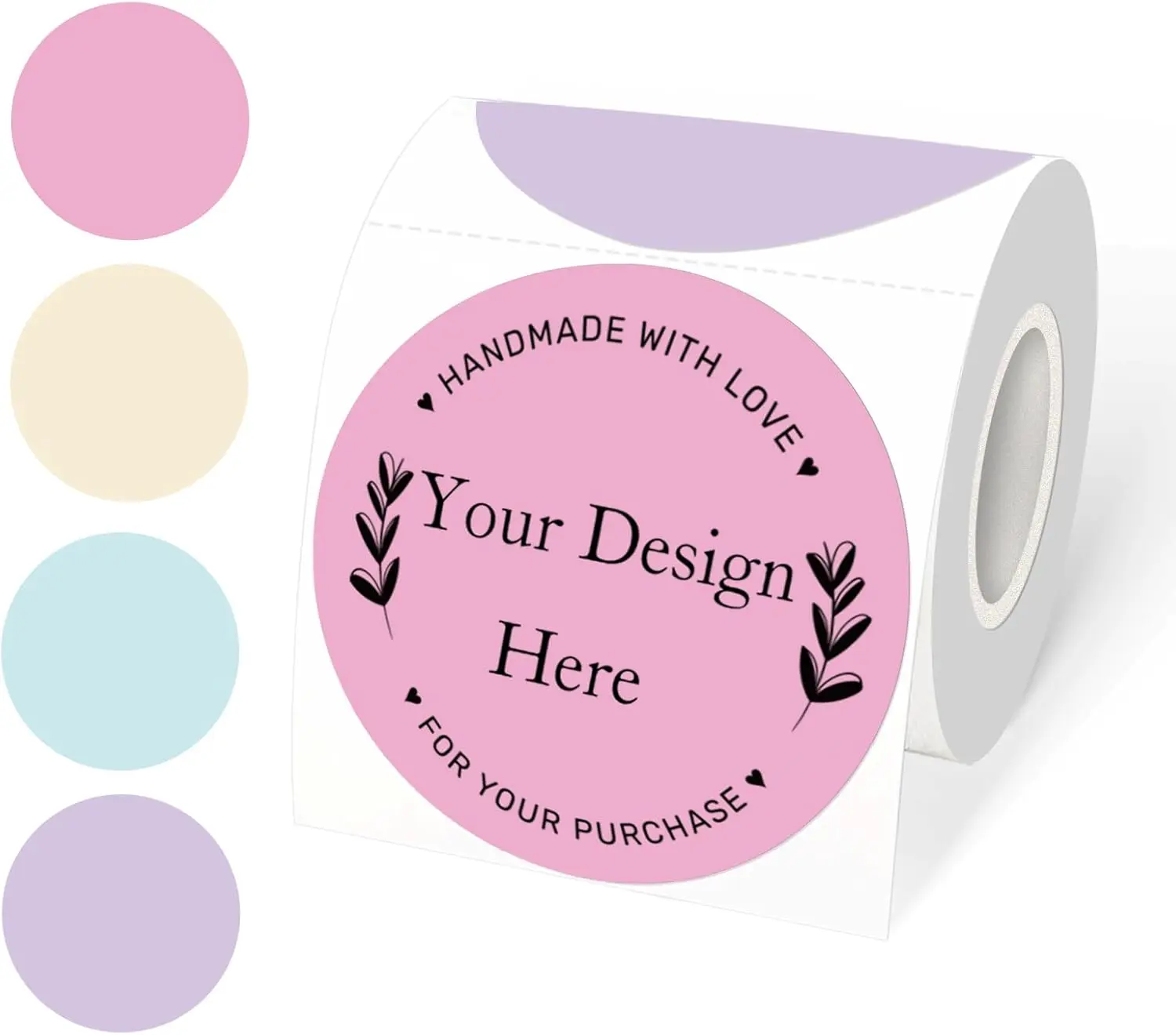 

3 Inch Round Thermal Label Stickers, Direct Thermal Labels with Perforation, 300 Labels 4 Colors for Gift Wrapping and Packaging